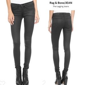 Rag & Bone Black Leather / Coated Skinny Jean